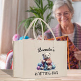 Personalized Knitting Cotton Canvas Tote Bag Custom Grandma Kitting Bag Yarn Custom Crochet Bag Mother's Day Gift Knitting Gift - Aaria Tees