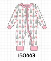 Pink Christmas Tree Bow Romper - Aaria Tees