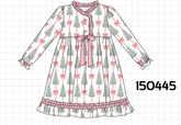 Pink Christmas Tree Bow Ruffle Dress - Aaria Tees