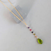 Peridot Green Quartz Yoga Pendant Necklace - Gold - Aaria Tees
