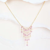 Pink Tourmaline Mini Fringe Necklace - Aaria Tees
