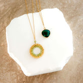 Peridot Halo Mini Gold Pendant - Aaria Tees