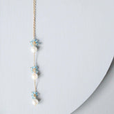 Pearl and Aquamarine Quartz Necklace - Aaria Tees