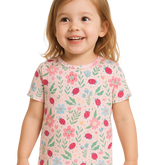 Ladybug Flower Garden Summer Pajama Set - Aaria Tees