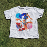 Early 90s Vintage Sonic Washed White Tee - Aaria Tees