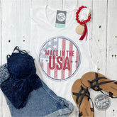 Made In The USA Ladies Muscle Tank Crop Top - Aaria Tees