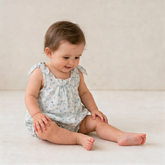 Organic Tie Shoulder Bubble Romper - Ivy Floral - Aaria Tees