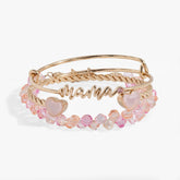 'Mama' Pink Beaded Bangle Set of 3 - Aaria Tees