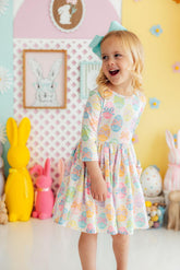 Egg-stra Cute 3/4 Sleeve Pocket Twirl Dress - Aaria Tees