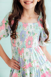 Minty Meadow Smocked Ruffle Dress - Aaria Tees