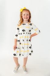 Iowa White Tigerhawk 3/4 Sleeve Pocket Twirl Dress - Aaria Tees