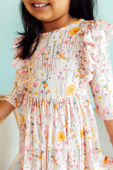 Carrot Cutie 3/4 Sleeve Ruffle Twirl Dress - Aaria Tees