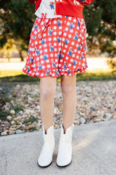Nebraska Plaid Herbie Husker Twirl Skort - Aaria Tees