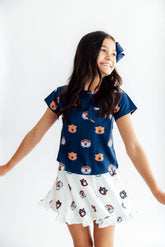 Auburn White Aubie Ruffle Twirl Skort - Aaria Tees