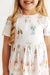 Party Pups S/S Pocket Twirl Dress - Aaria Tees