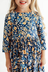 Marigold Moon 3/4 Sleeve Pocket Twirl Dress - Aaria Tees