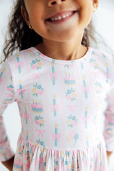 Party Time L/S Ruffle Hem Twirl Dress - Aaria Tees