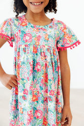 Preppy Petals Pom Pom Dress - Aaria Tees