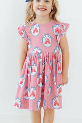 Once Upon a Castle Flutter Sleeve Twirl Dress - Aaria Tees