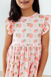 Georgia Peach Flutter Sleeve Twirl Dress - Aaria Tees