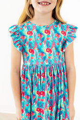 Lovely Llamas Flutter Sleeve Twirl Dress - Aaria Tees