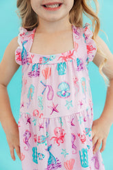 Under the Sea Ruffle Cross Back Dress - Aaria Tees