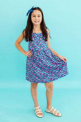 Fish in the Sea Ruffle Cross Back Dress - Aaria Tees