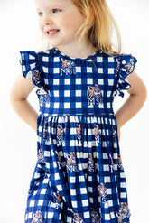 Montana State University Plaid Bobcat Flutter Twirl Dress - Aaria Tees