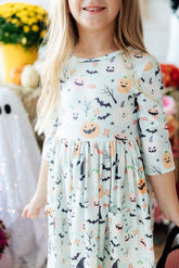 Ghouls Rule 3/4 Sleeve Pocket Twirl Dress - Aaria Tees