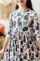 Hocus Purr-cus 3/4 Sleeve Pocket Twirl Dress - Aaria Tees