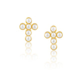 Mini Pearl Cross Studs - Aaria Tees