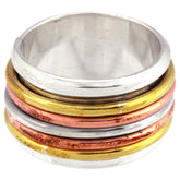 Mixed Metals Spinning Sterling Ring - Aaria Tees