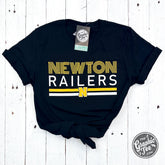 Newton Railers Multiline Print With N Black ADULT Unisex Short Sleeve Tee - Aaria Tees