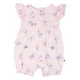 Pink Butterfly Daisy Bamboo Ruffle Romper - Aaria Tees