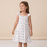 Pink Farm Hens Bamboo Smocked Vintage Dress - Aaria Tees