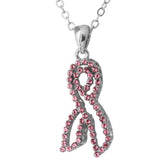 Outstanding Crystal Pink Ribbon Necklace - Aaria Tees