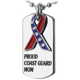 Proud Coast Guard Mom Flag Ribbon Dog Tag Necklace - Aaria Tees