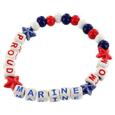 Proud Marine Mom Ceramic Bead Bracelet - Aaria Tees