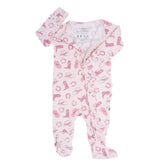 Pink Western Boots Ruffle Baby Footie - Aaria Tees
