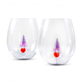 3D Gnome Heart Stemless Wine Glasses - Aaria Tees