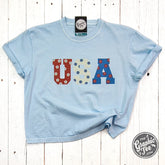USA 90's Inspired Floral Mid-Length Pigment Dyed Tee - Aaria Tees