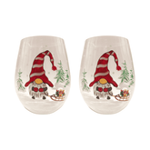 Painted Christmas Gnome Stemless Wine Glasses - Aaria Tees