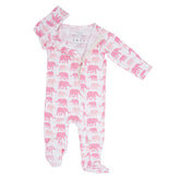 Pink Elephant Zipper Footie - Aaria Tees