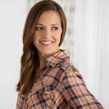 Floral Embroidery Plaid Button Up Shirt - Aaria Tees Aaria Tees
