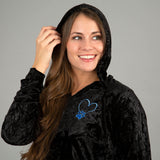 Crushed Velvet Paw Print Hooded Tunic - Aaria Tees Aaria Tees