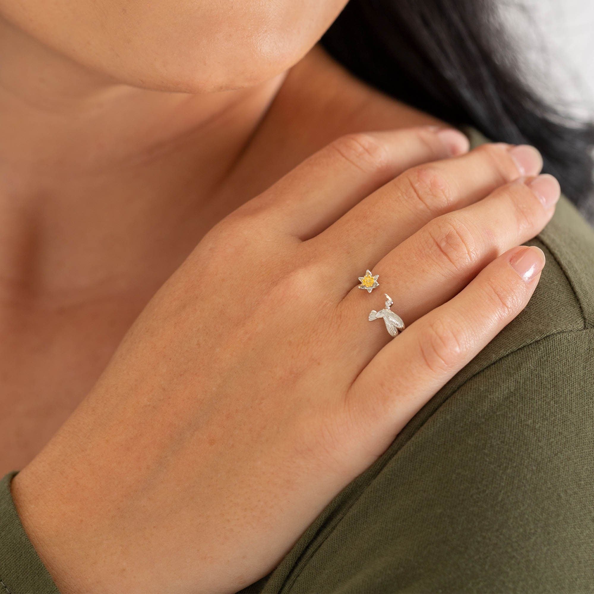 Smell the Flowers Hummingbird Adjustable Ring - Aaria Tees Aaria Tees