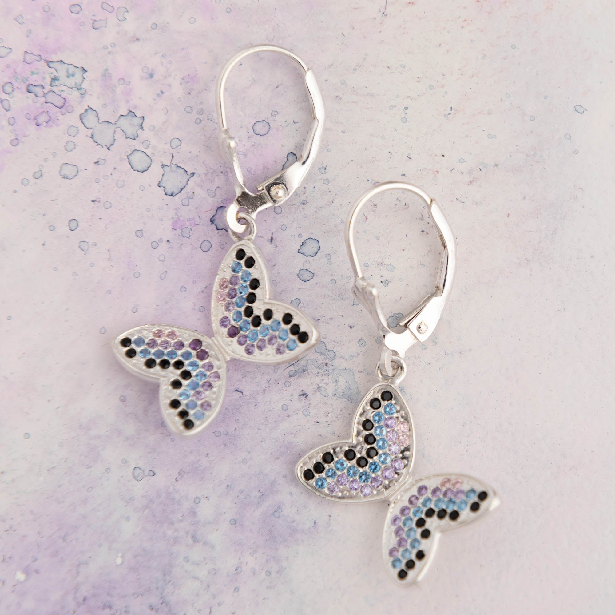 Fluttering Friends Sterling & Crystal Earrings - Aaria Tees Aaria Tees