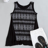 Lace Print Sleeveless Tunic - Aaria Tees Aaria Tees