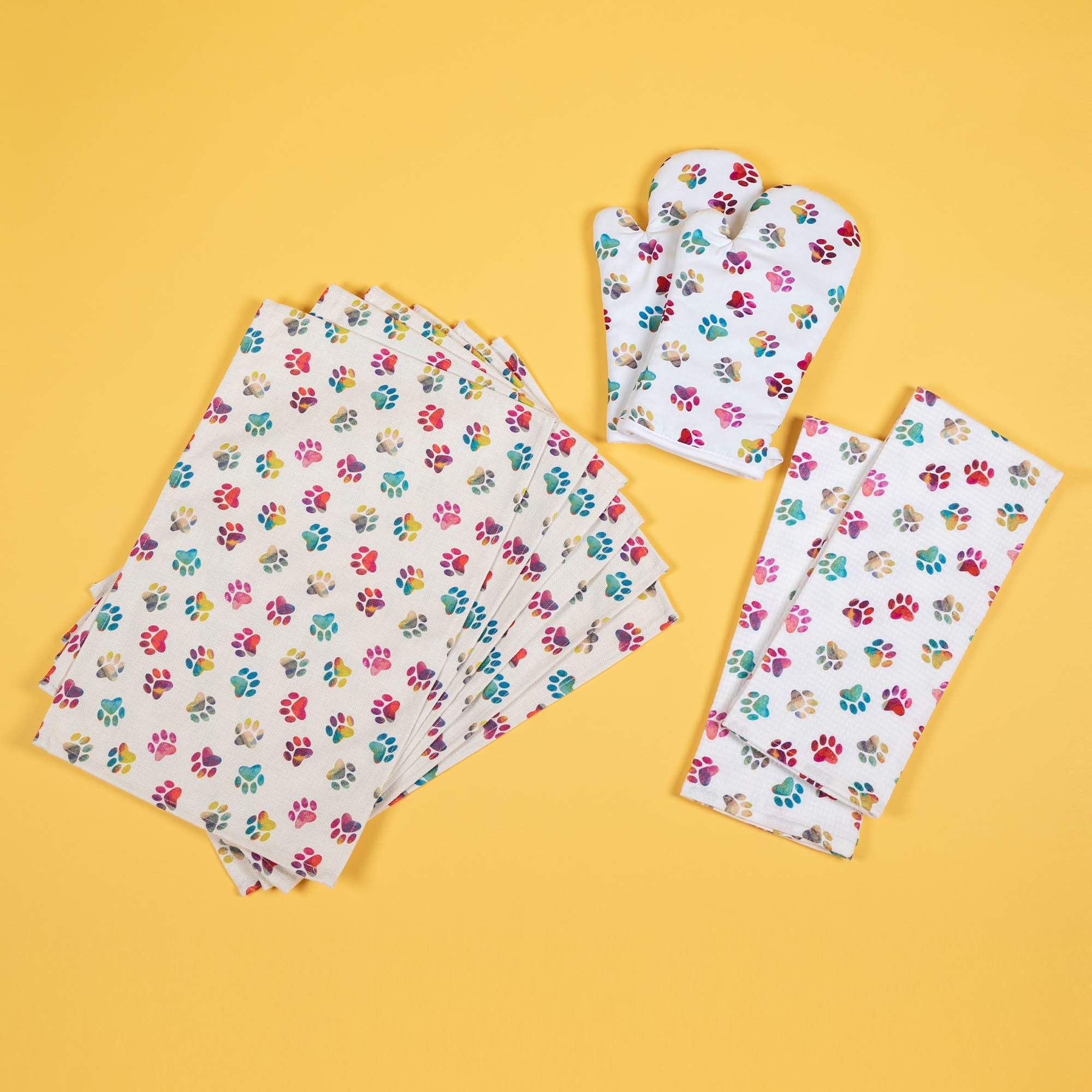 Rainbow Ombre Paws Kitchen Linens - Aaria Tees Aaria Tees