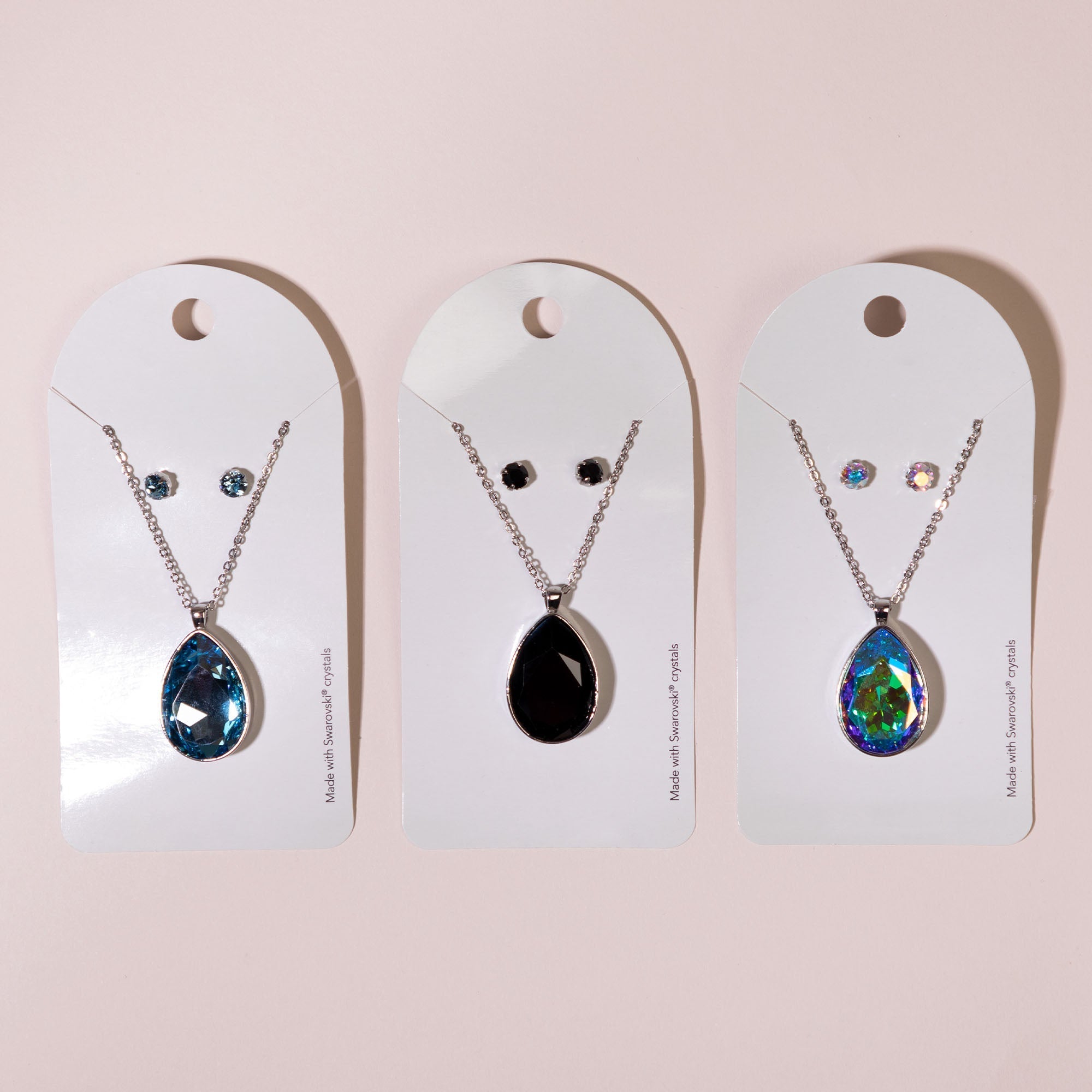 Swarovski Tear Drop Necklace & Post Earrings - Aaria Tees Aaria Tees